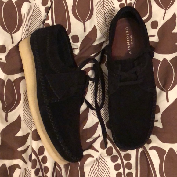clarks originals weaver shoes black suede